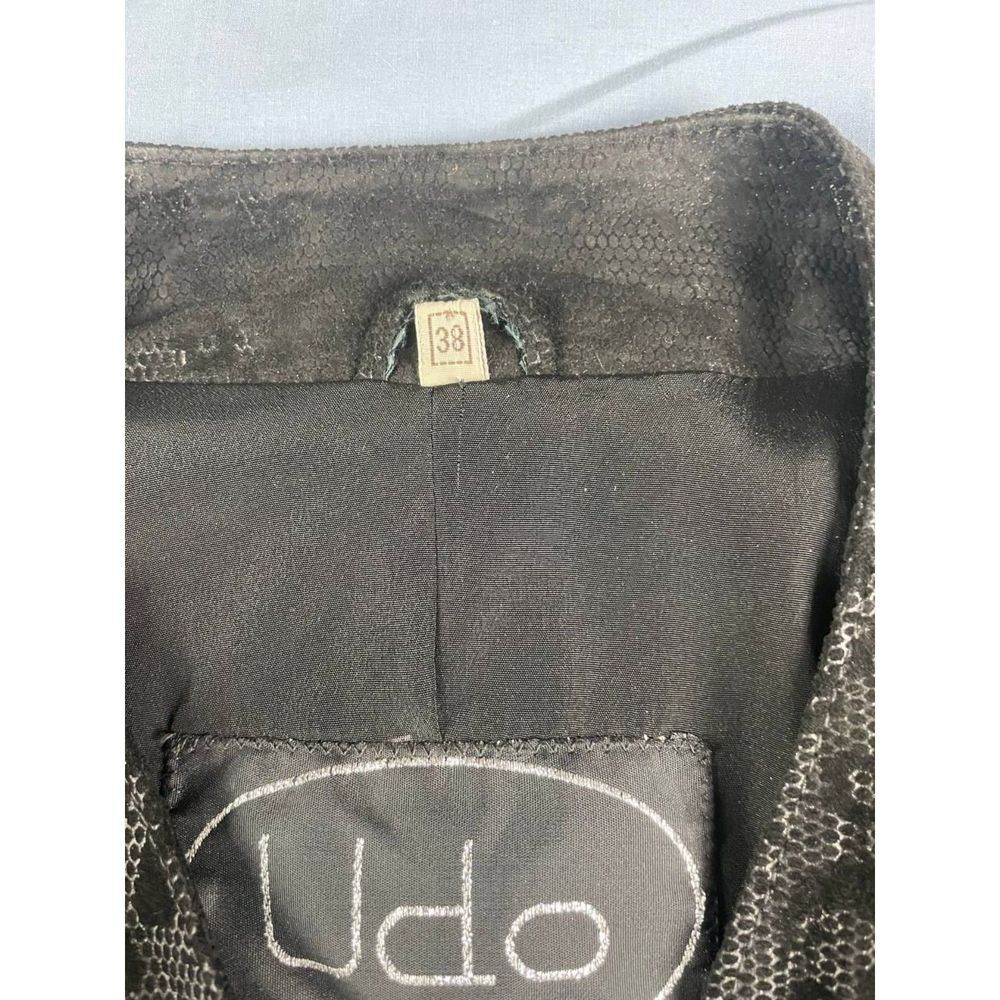Vintage UDO Women's Animal Print Genuine Leather Blazer Jacket Black Size 38 - Picture 9 of 9